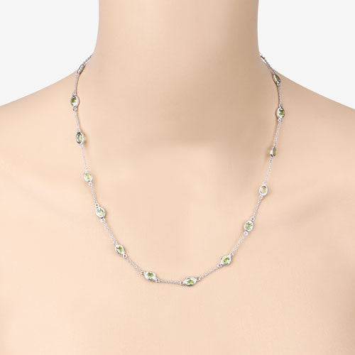 6.30 Carat Genuine Peridot .925 Sterling Silver Necklace by Bids.com