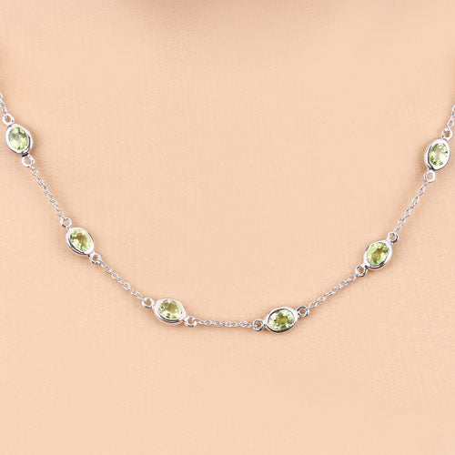 6.30 Carat Genuine Peridot .925 Sterling Silver Necklace by Bids.com