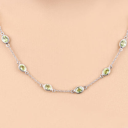 6.30 Carat Genuine Peridot .925 Sterling Silver Necklace by Bids.com