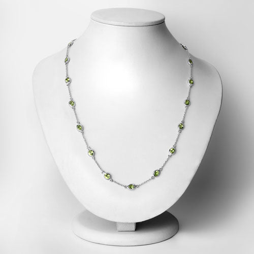 6.30 Carat Genuine Peridot .925 Sterling Silver Necklace by Bids.com