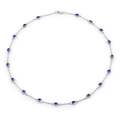 5.94 Carat Genuine Tanzanite .925 Sterling Silver Necklace  DestGlow