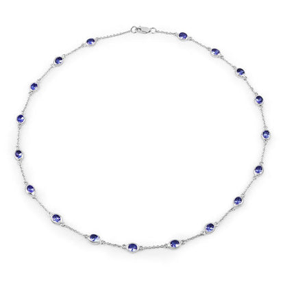 5.94 Carat Genuine Tanzanite .925 Sterling Silver Necklace  DestGlow