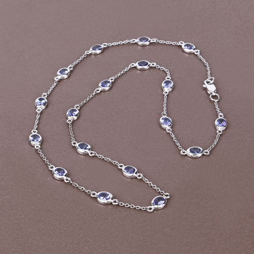 5.94 Carat Genuine Tanzanite .925 Sterling Silver Necklace  DestGlow