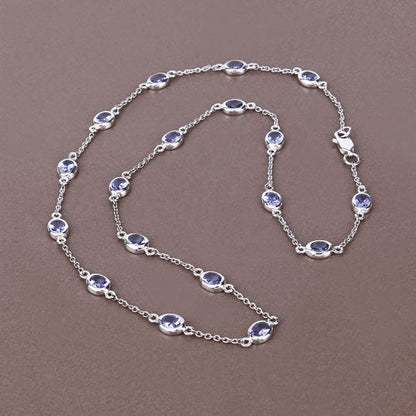 5.94 Carat Genuine Tanzanite .925 Sterling Silver Necklace  DestGlow