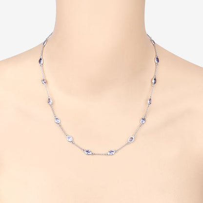 5.94 Carat Genuine Tanzanite .925 Sterling Silver Necklace  DestGlow