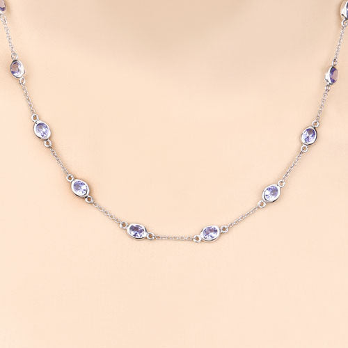 5.94 Carat Genuine Tanzanite .925 Sterling Silver Necklace  DestGlow