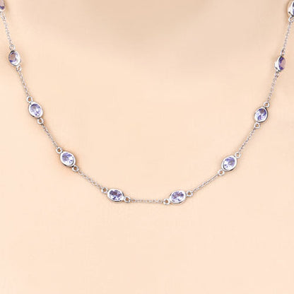 5.94 Carat Genuine Tanzanite .925 Sterling Silver Necklace  DestGlow