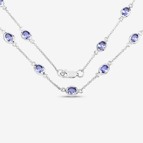 5.94 Carat Genuine Tanzanite .925 Sterling Silver Necklace  DestGlow