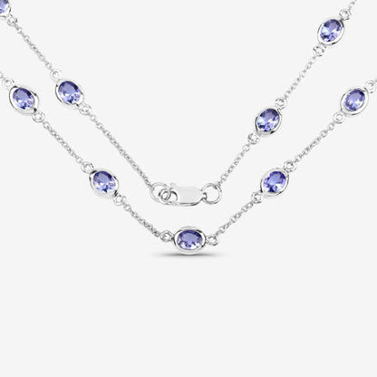 5.94 Carat Genuine Tanzanite .925 Sterling Silver Necklace  DestGlow