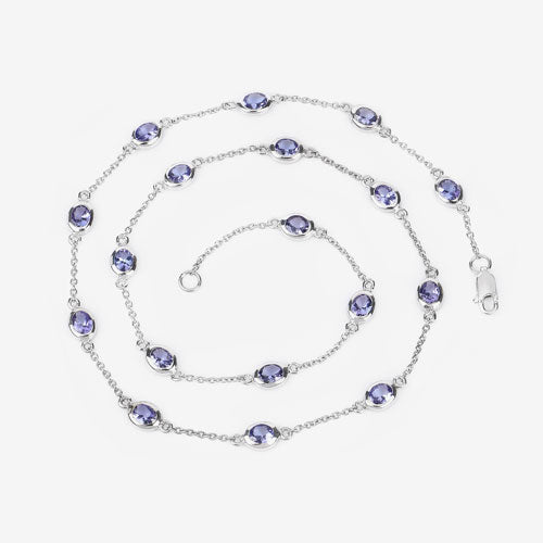 5.94 Carat Genuine Tanzanite .925 Sterling Silver Necklace  DestGlow