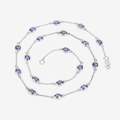 5.94 Carat Genuine Tanzanite .925 Sterling Silver Necklace  DestGlow
