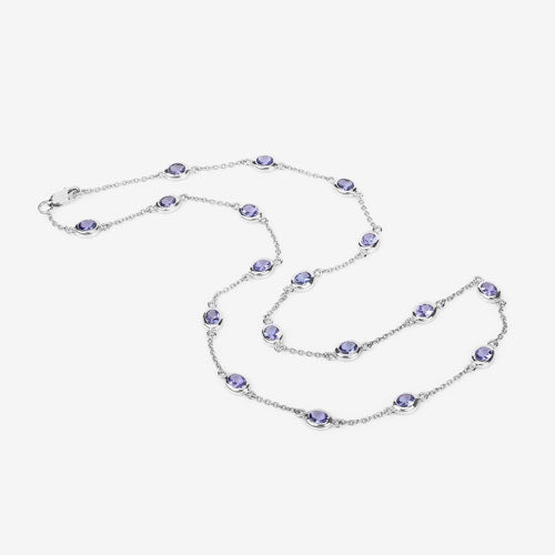 5.94 Carat Genuine Tanzanite .925 Sterling Silver Necklace  DestGlow