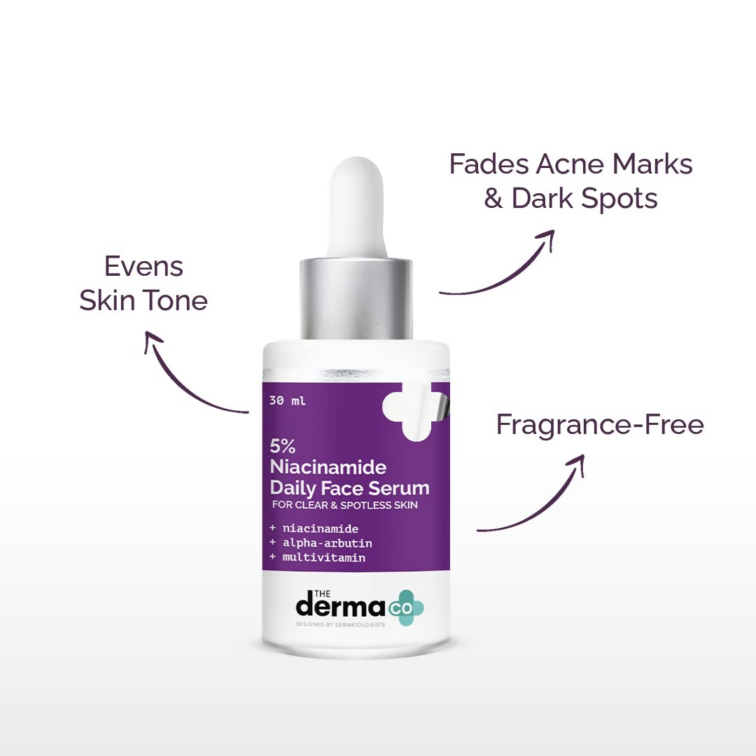 The Derma Co 5% Niacinamide Daily Face Serum With Alpha Arbutin &amp; Multivitamin for Clear &amp; Spotless Skin