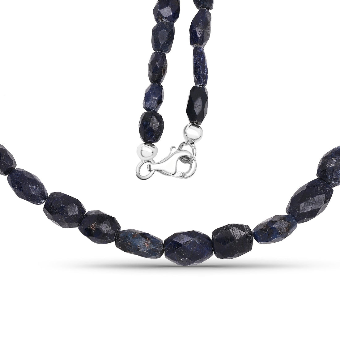 131.00 Carat Dyed Sapphire 18.25Inches Long Beaded Necklace 