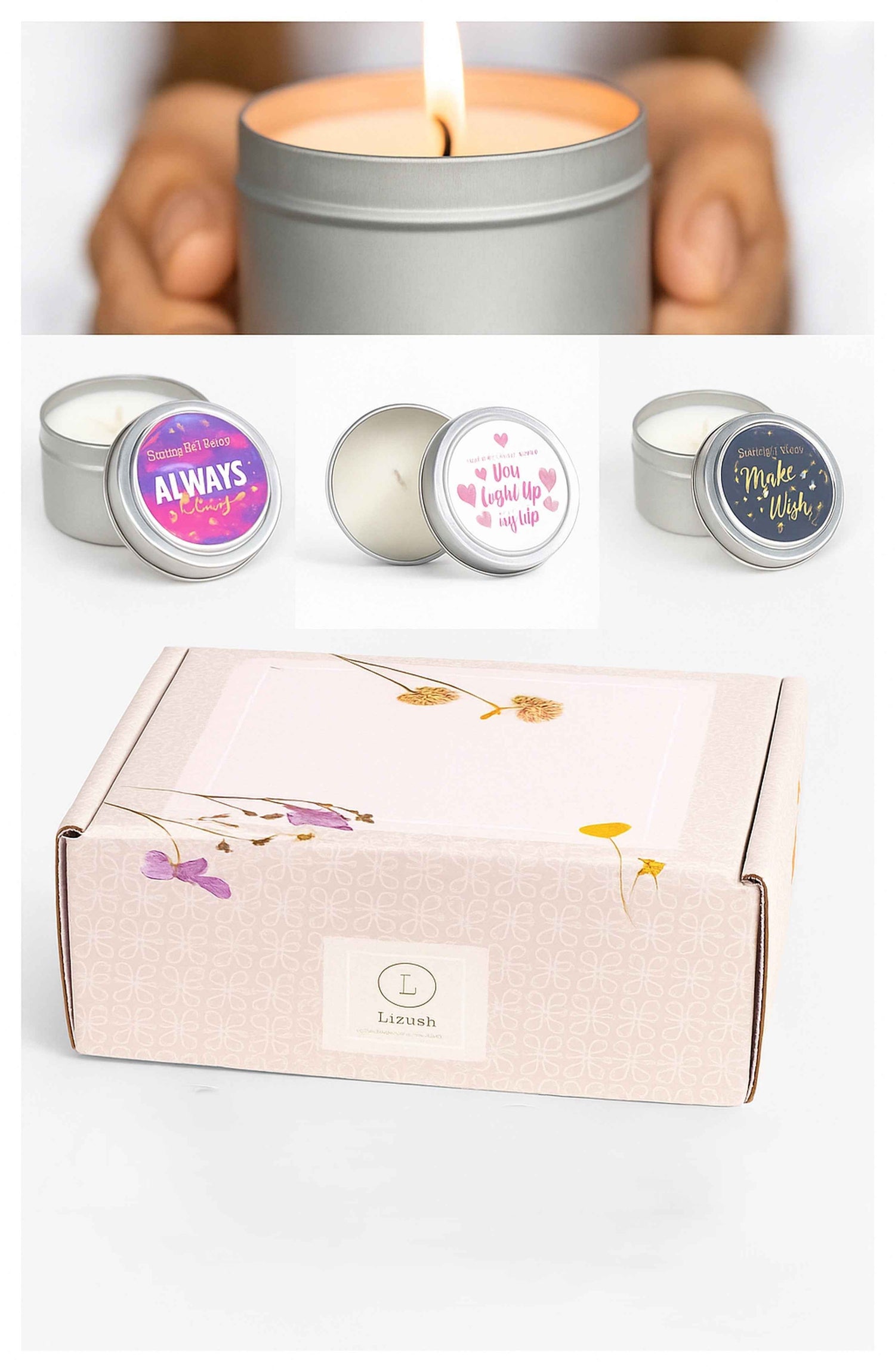 Trio of Tin Soy Candle - Scented with Bergamot and Lavender Essential oils