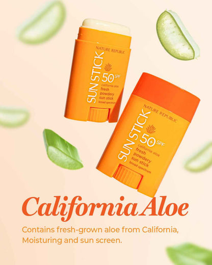 Nature Republic California Aloe Fresh Powdery Sun Stick Broad Spectrum SPF50+ (Buy 3+ Get 50% Off)