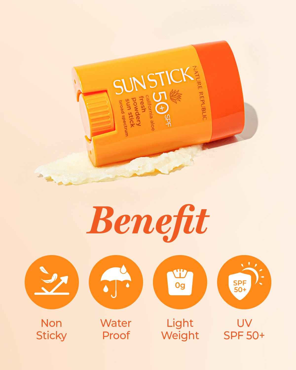 Nature Republic California Aloe Fresh Powdery Sun Stick Broad Spectrum SPF50+ (Buy 3+ Get 50% Off)