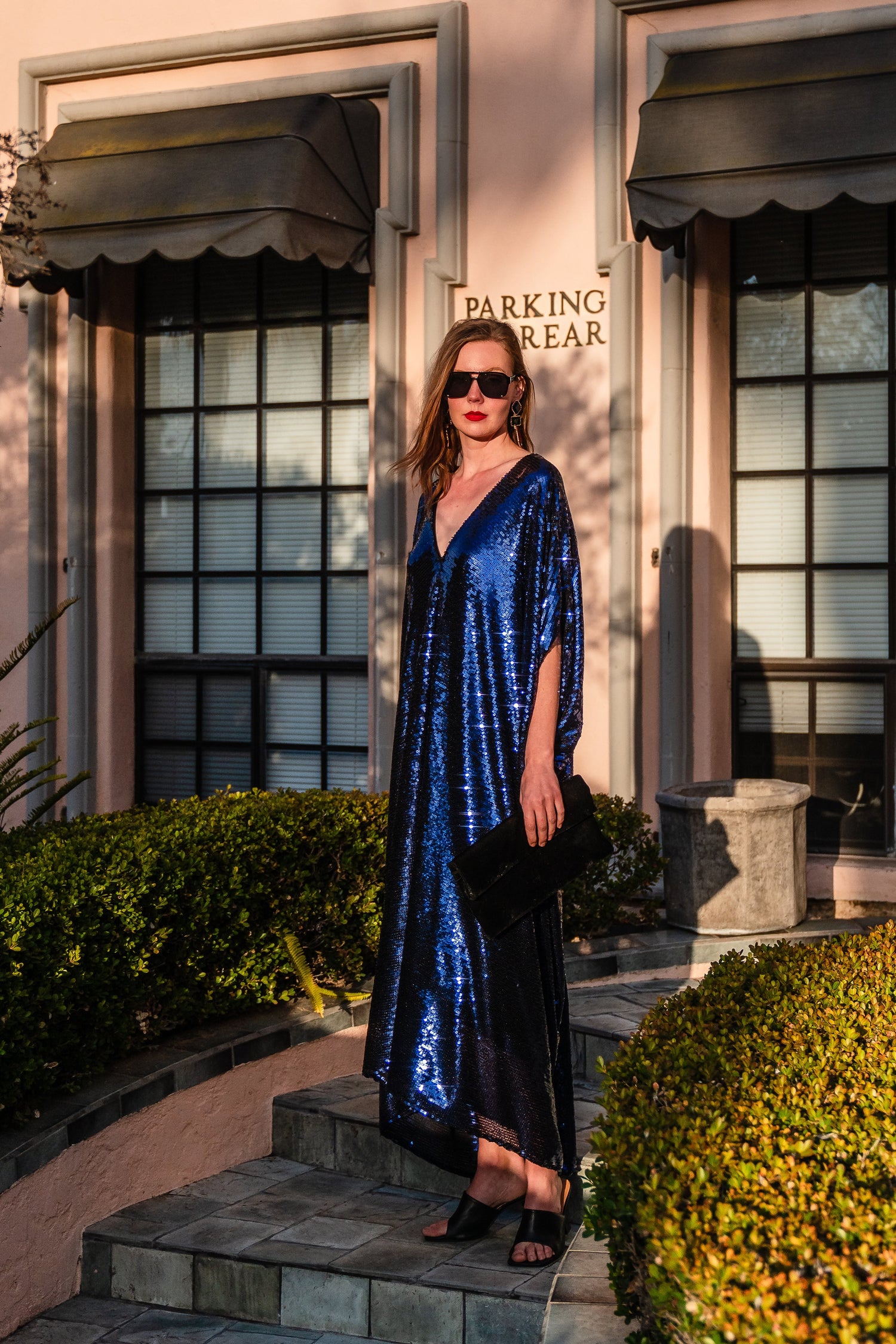 Night Sapphire Sequin Caftan Kaftan Dress by Jennafer Grace