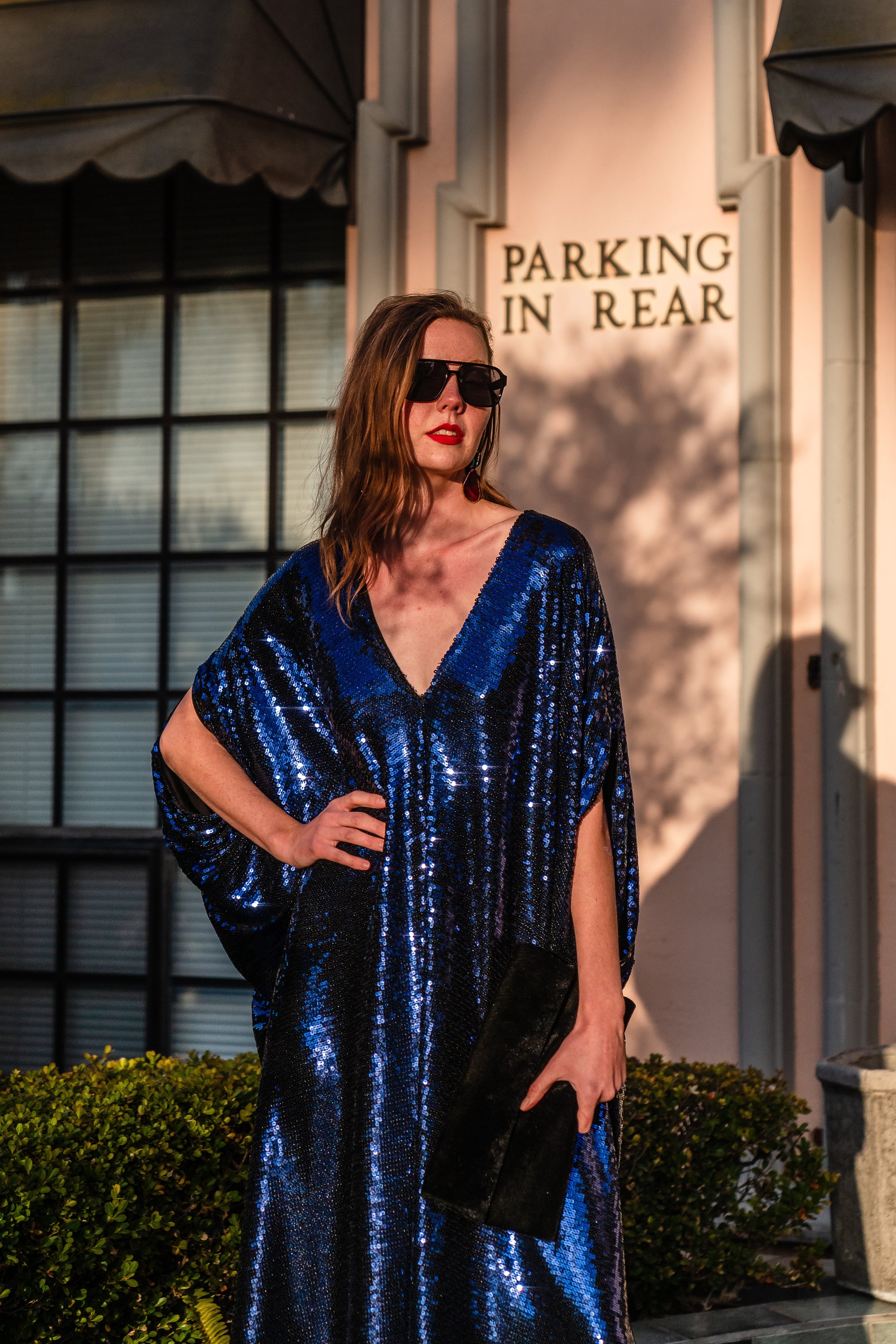 Night Sapphire Sequin Caftan Kaftan Dress by Jennafer Grace