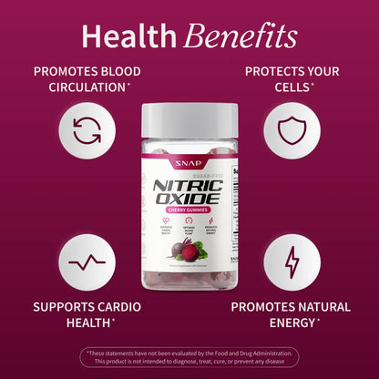 Nitric Oxide Gummies (Cherry Flavor) - 3 Month Supply by Snap Supplements