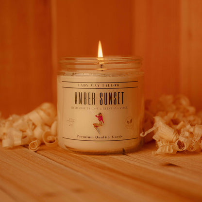 Seasonal Tallow &amp; Beeswax Candle 16oz | Non Toxic Grass-Fed All-Natural Clean Burning