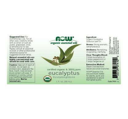 Eucalyptus Essential Oil, Organic by Country Life Natural Foods