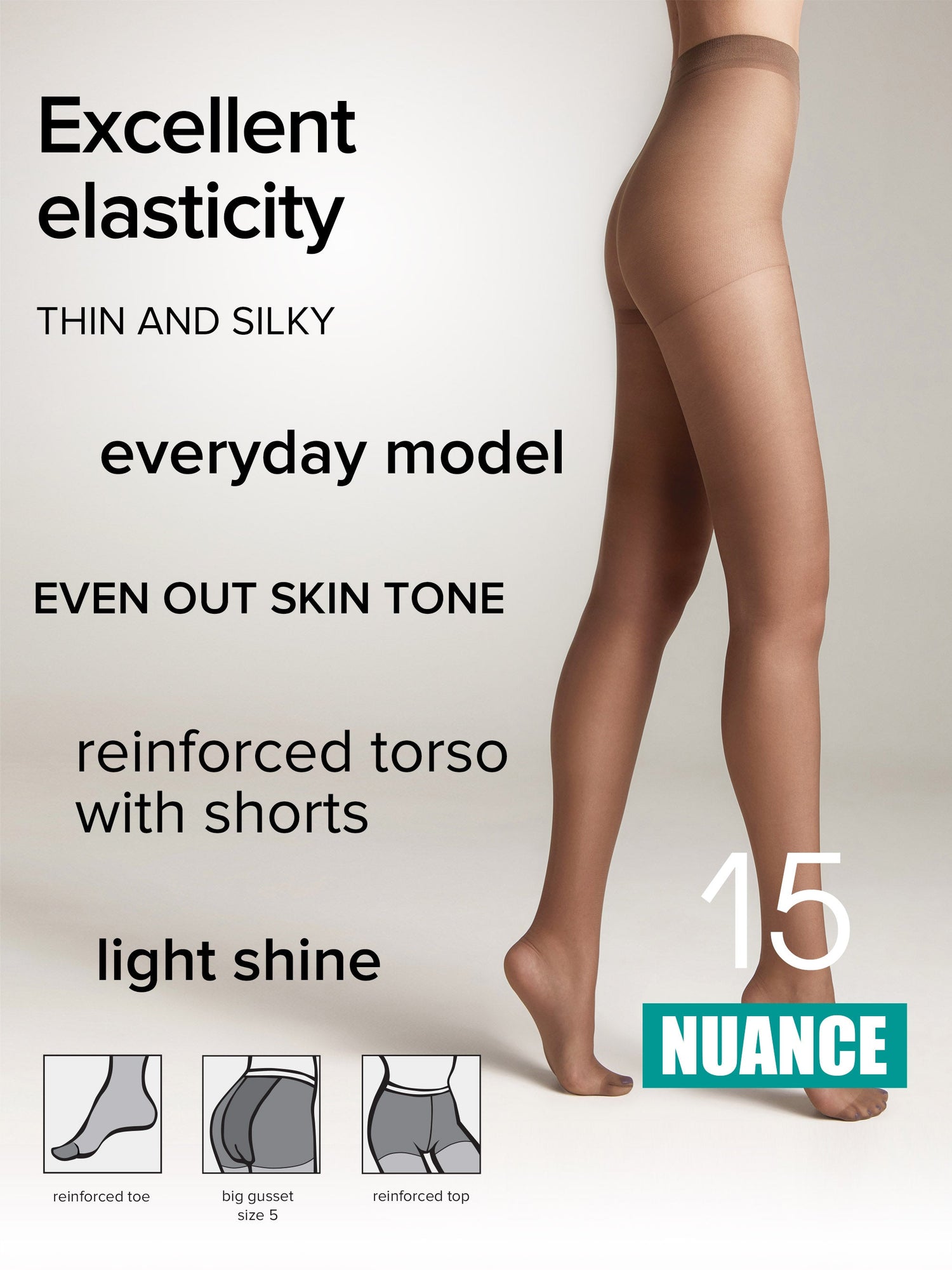 Tights Conte Nuance 15 Den - Reinforced Shorts