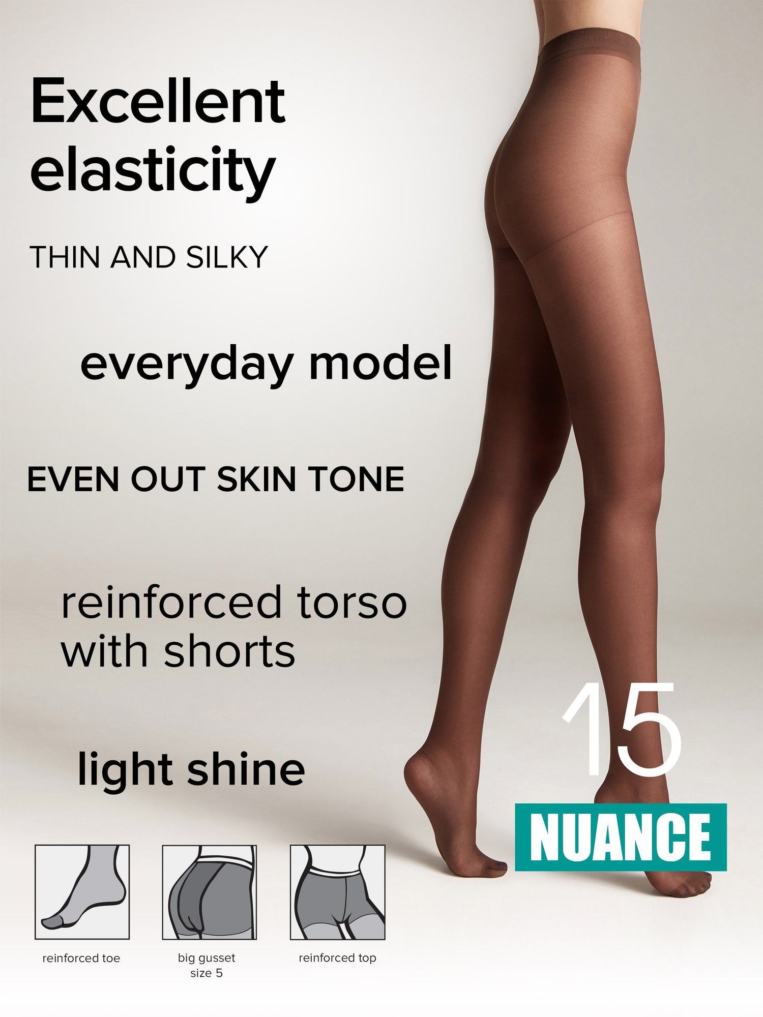 Tights Conte Nuance 15 Den - Reinforced Shorts