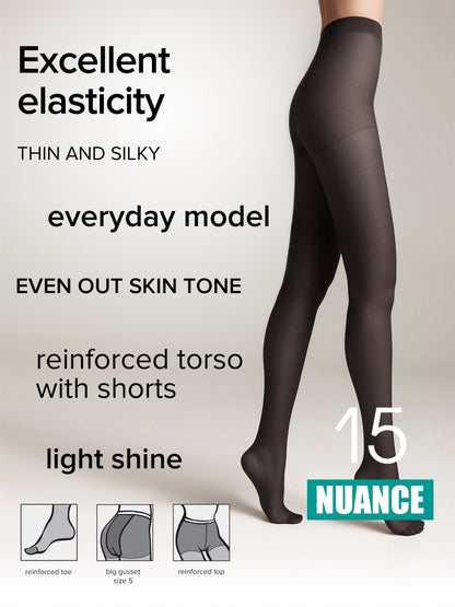Tights Conte Nuance 15 Den - Reinforced Shorts