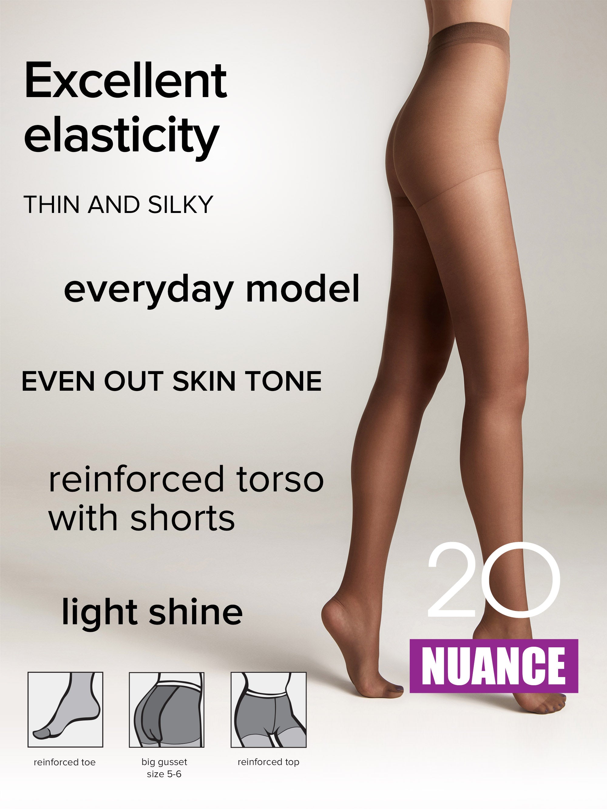 Tights Conte Nuance 20 Den - Reinforced Shorts by TheRanok.com