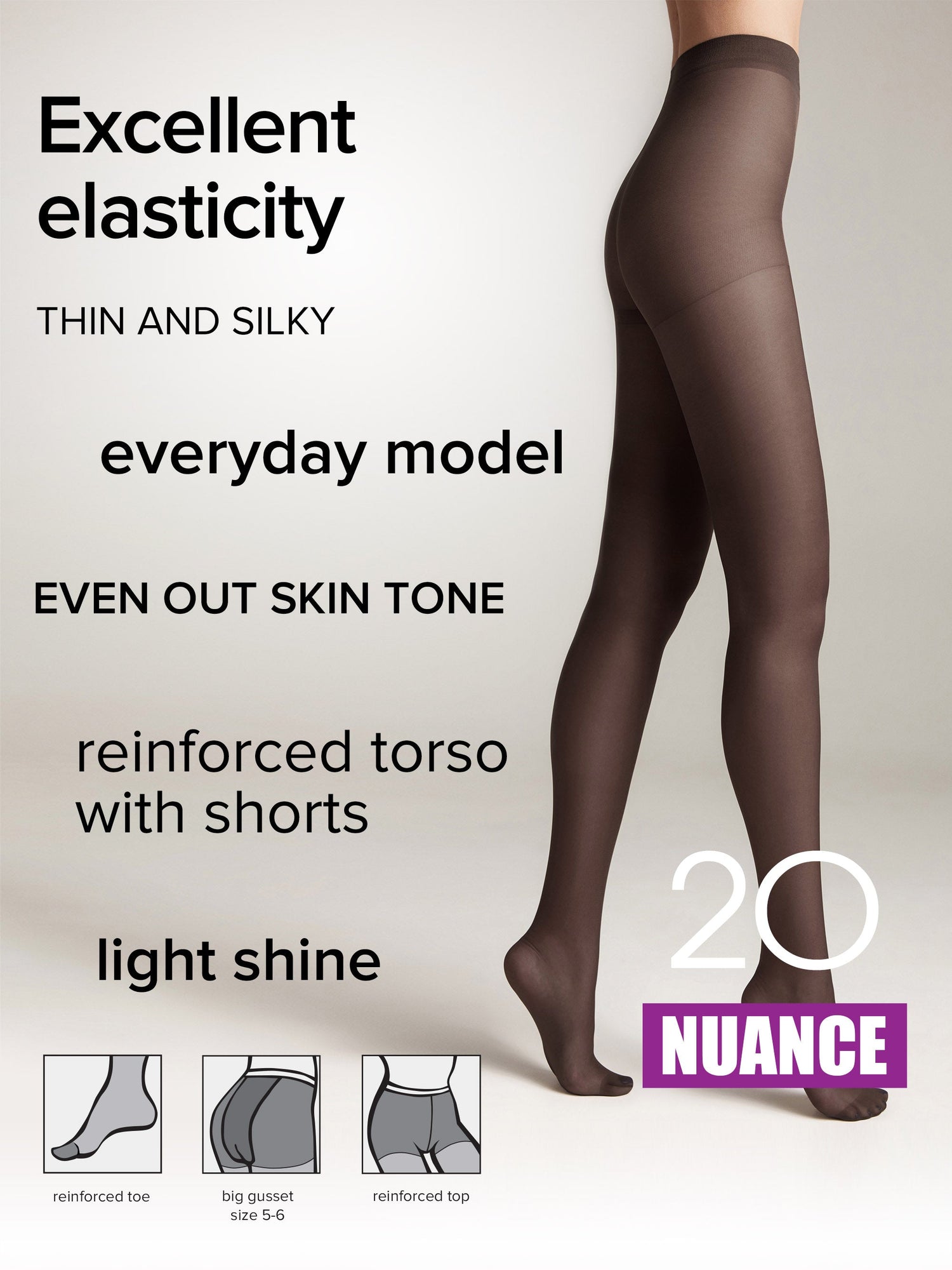 Tights Conte Nuance 20 Den - Reinforced Shorts
