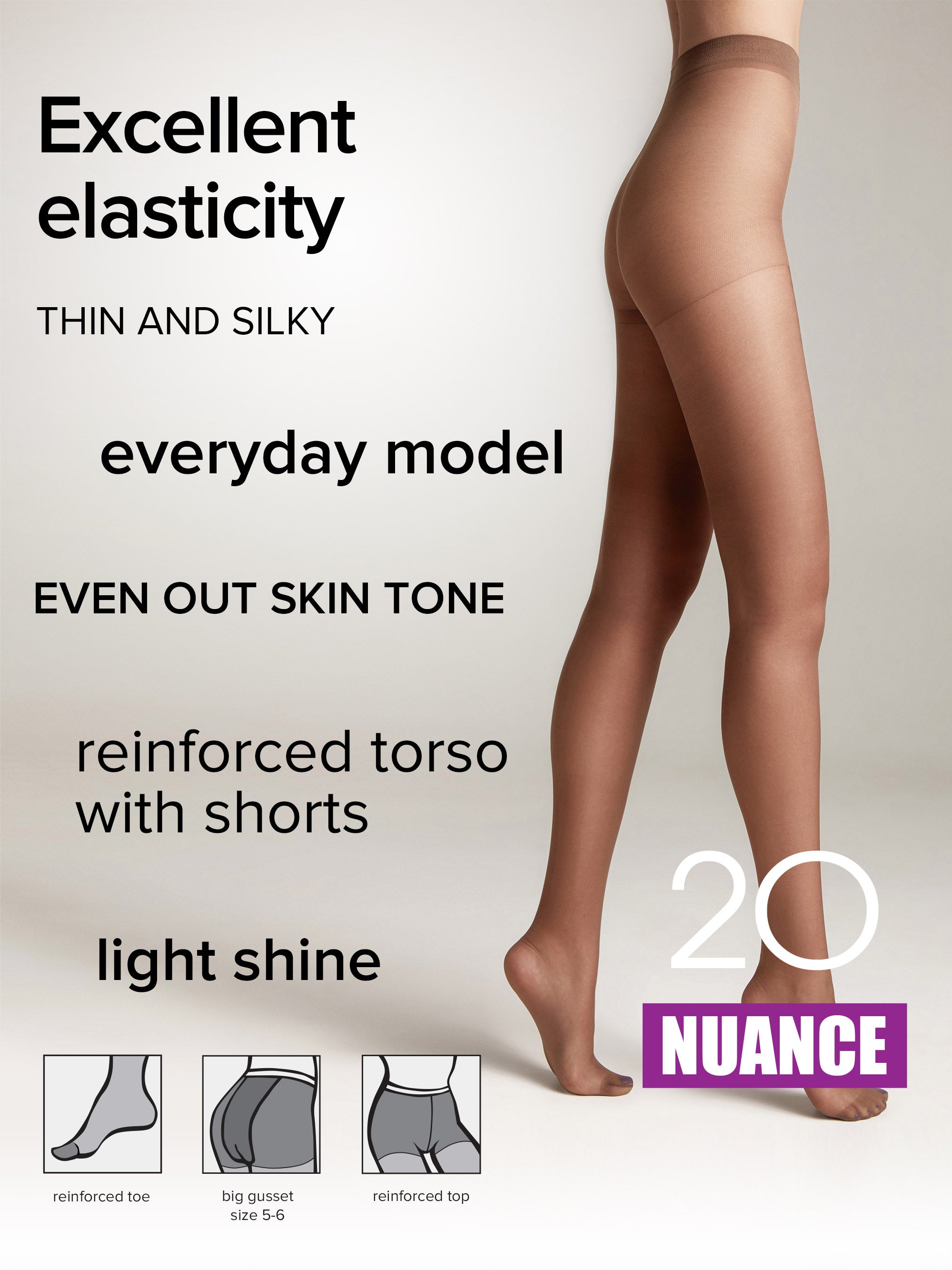 Tights Conte Nuance 20 Den - Reinforced Shorts