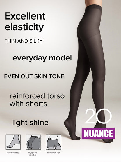 Tights Conte Nuance 20 Den - Reinforced Shorts