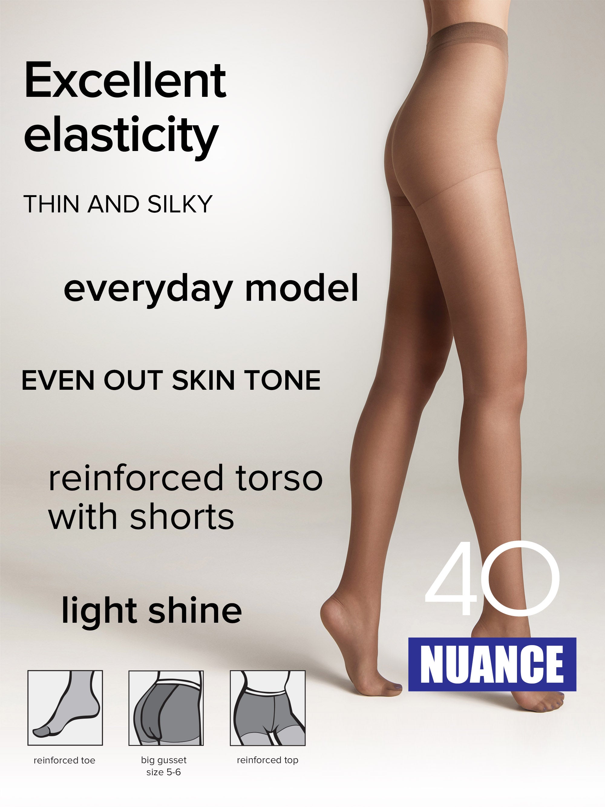 Tights Conte Nuance 40 Den - Reinforced Shorts by TheRanok.com