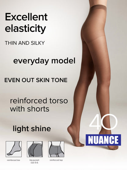 Tights Conte Nuance 40 Den - Reinforced Shorts