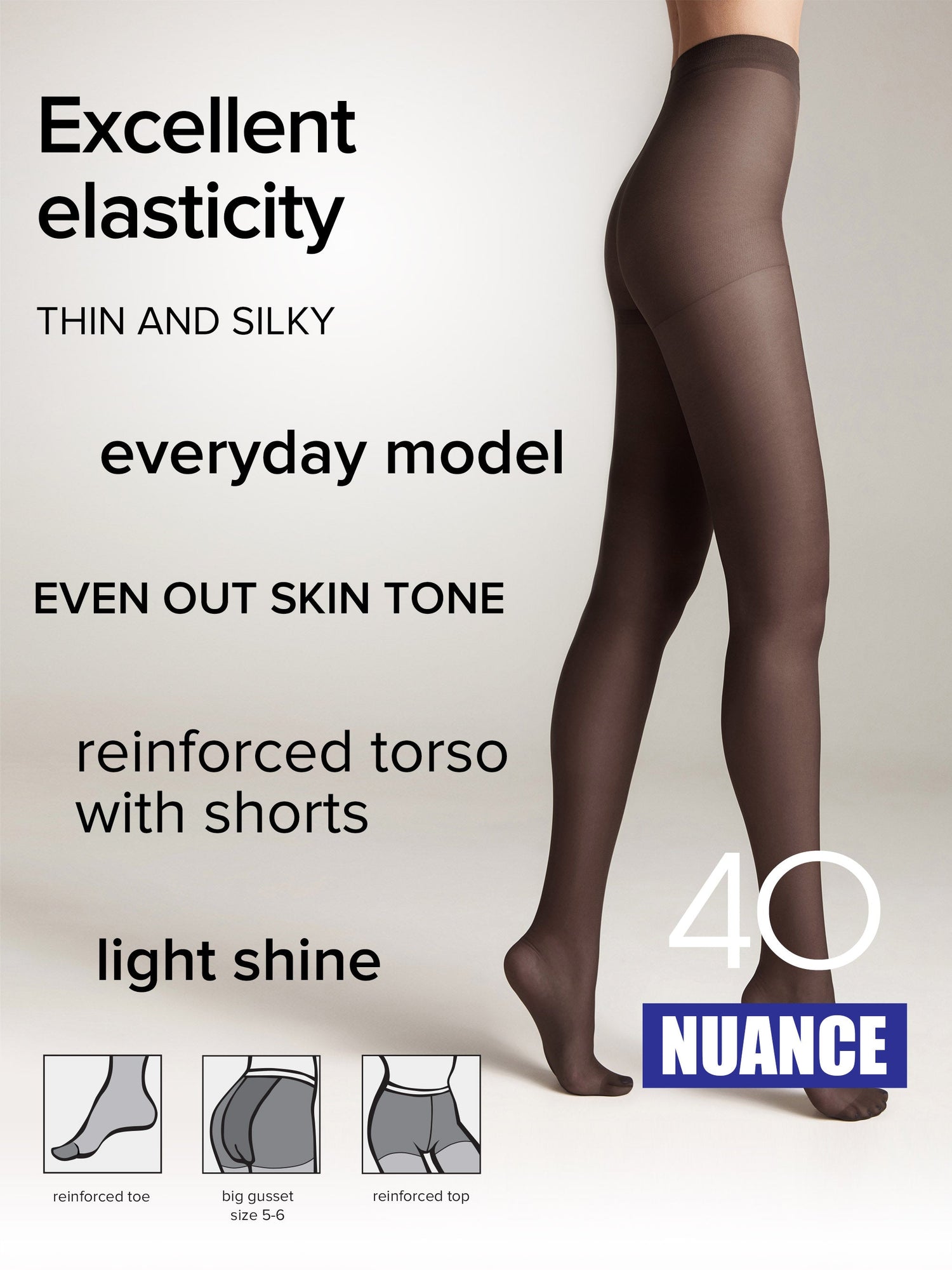 Tights Conte Nuance 40 Den - Reinforced Shorts