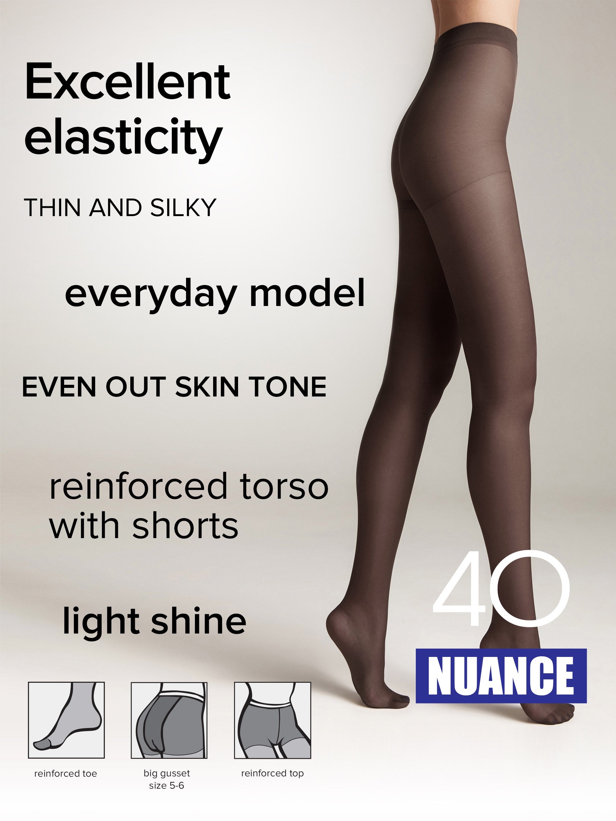 Tights Conte Nuance 40 Den - Reinforced Shorts by TheRanok.com
