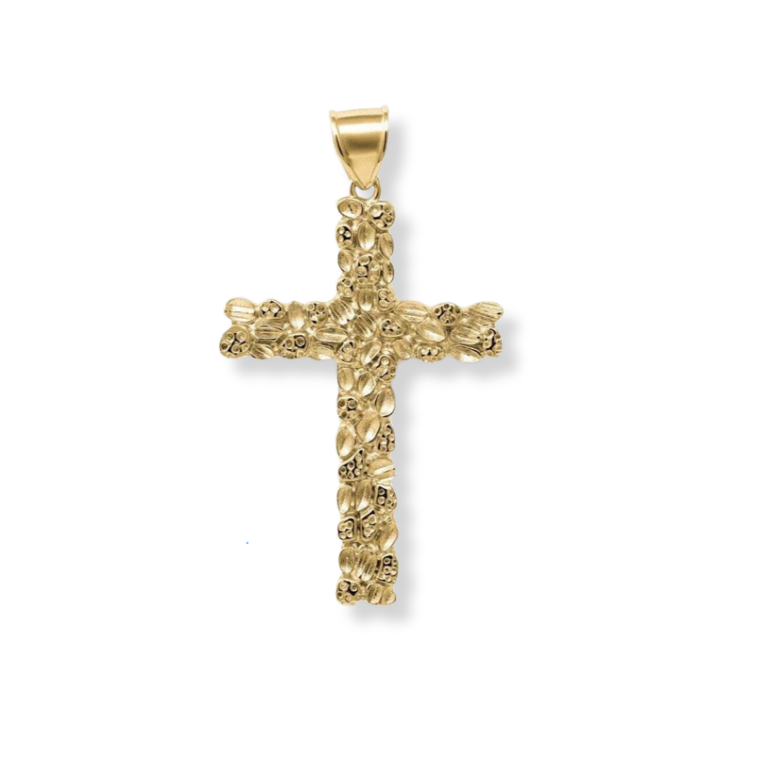 Nugget Cross Pendant in 925 Sterling Silver 14K Gold