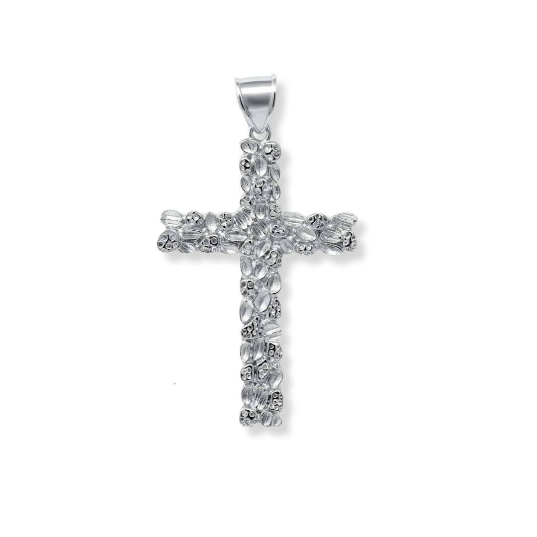 Nugget Cross Pendant Religious 925 Sterling Silver