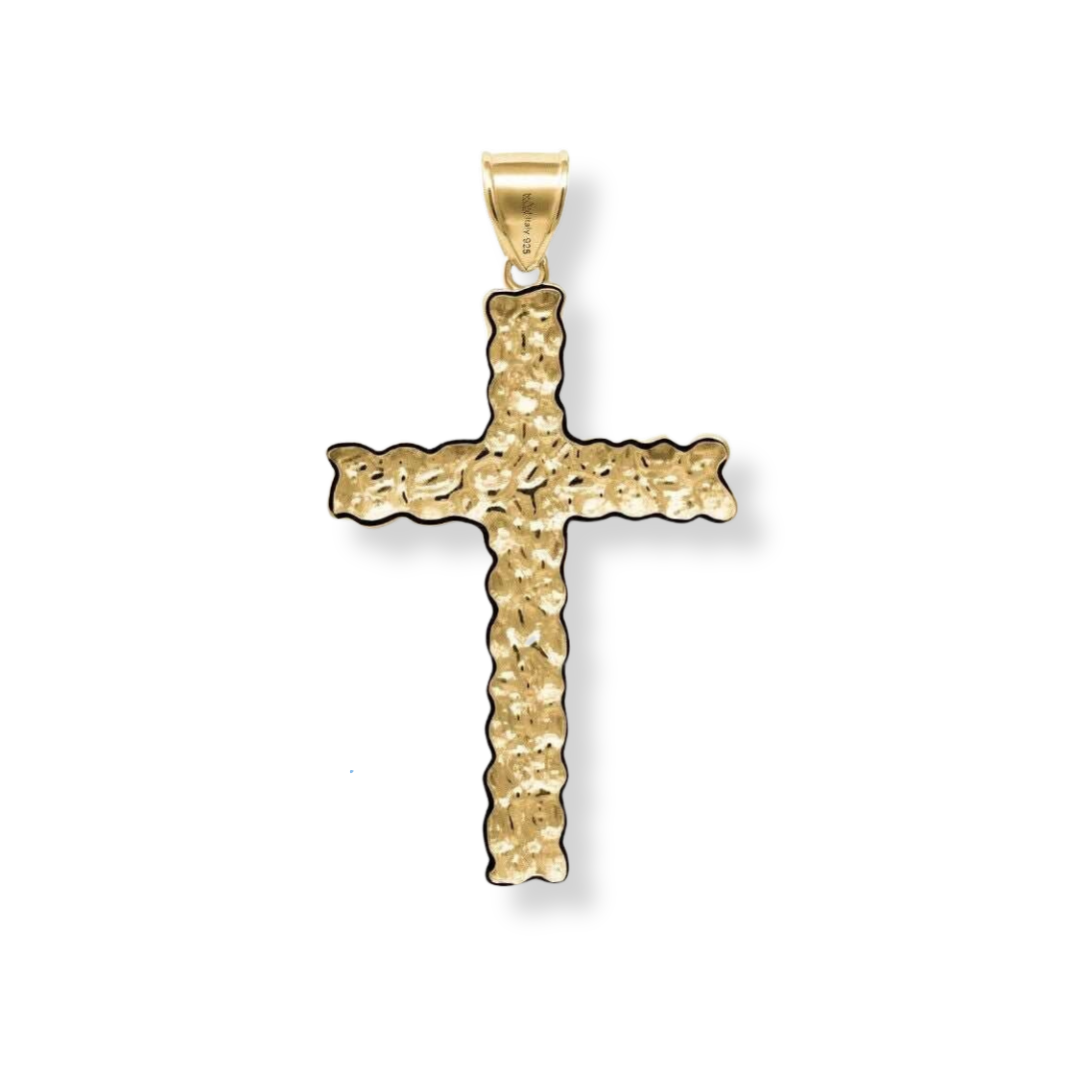 Nugget Cross Pendant in 925 Sterling Silver 14K Gold