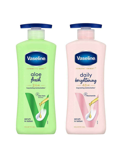 Vaseline Aloe Fresh &amp; Daily Brightening Body Lotions Combo