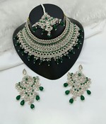 Joban Fashion Green Color Stone Work Necklace Set