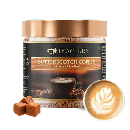 Teacurry Butterscotch Coffee - Arabica Freeze Dried Coffee for Instant Hot &amp; Cold Coffee