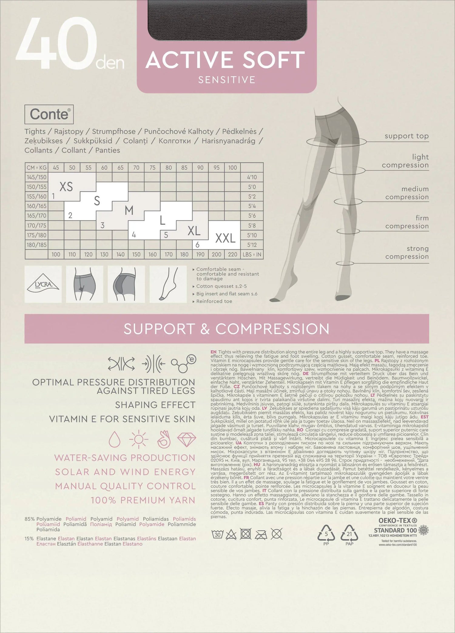 Tights Conte Active Soft 40 Den - Shaping Support with Vitamin E  DestGlow