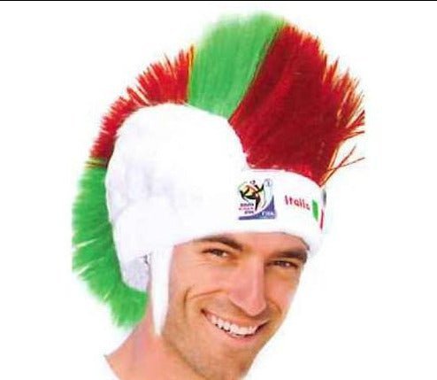 Italy World Cup Soccer Mohawk Wig 25-Count Case Pack – Official FIFA Licensed Retro Fan Gear