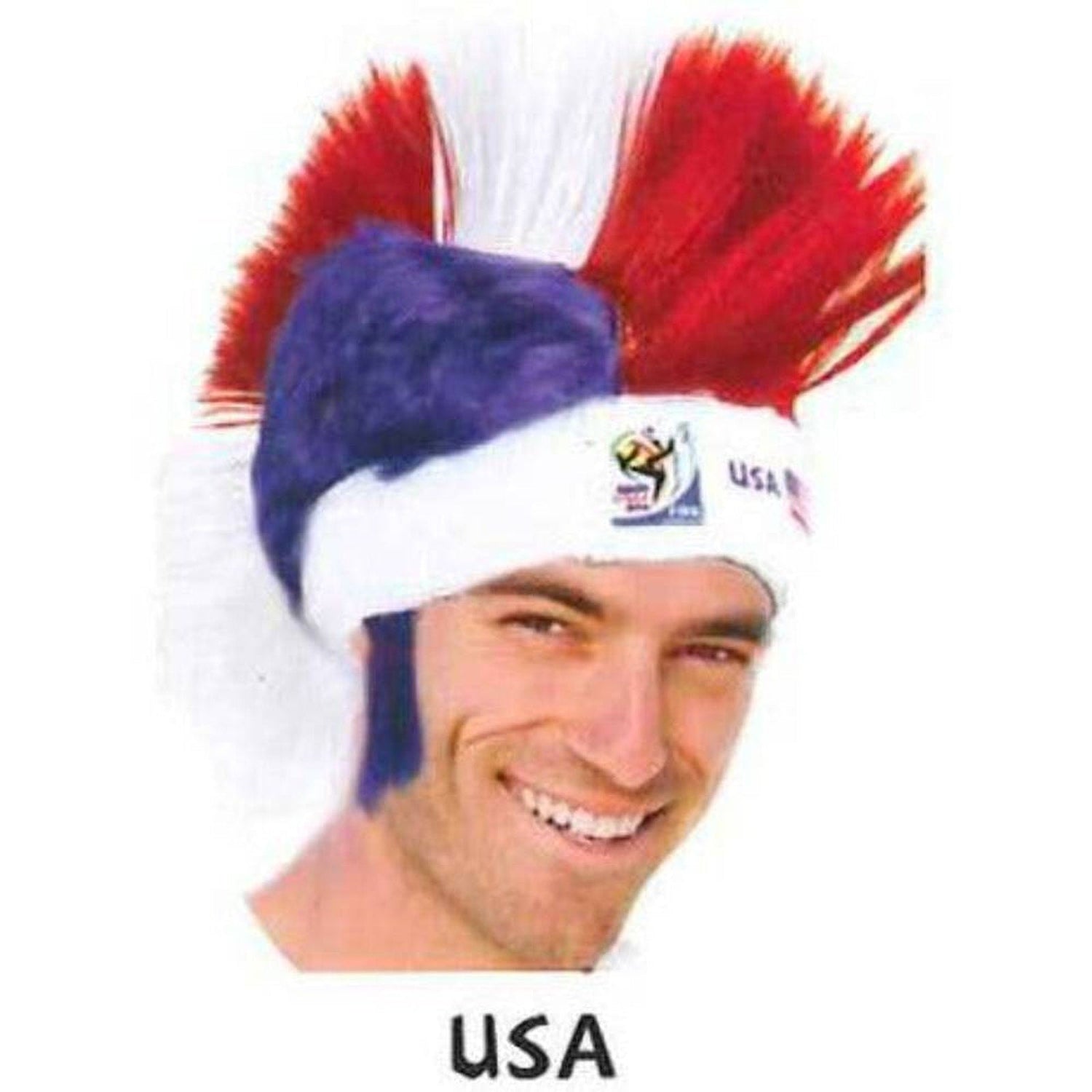 USA World Cup Soccer Mohawk Wig 25-Count Case Pack – Official FIFA Licensed Retro Fan Gear