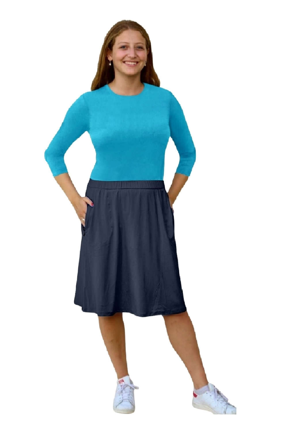 Modest A-Line Athletic Skort with Knee-Length Shorts - Swim &amp; Sport Ready by Kosher Casual USA