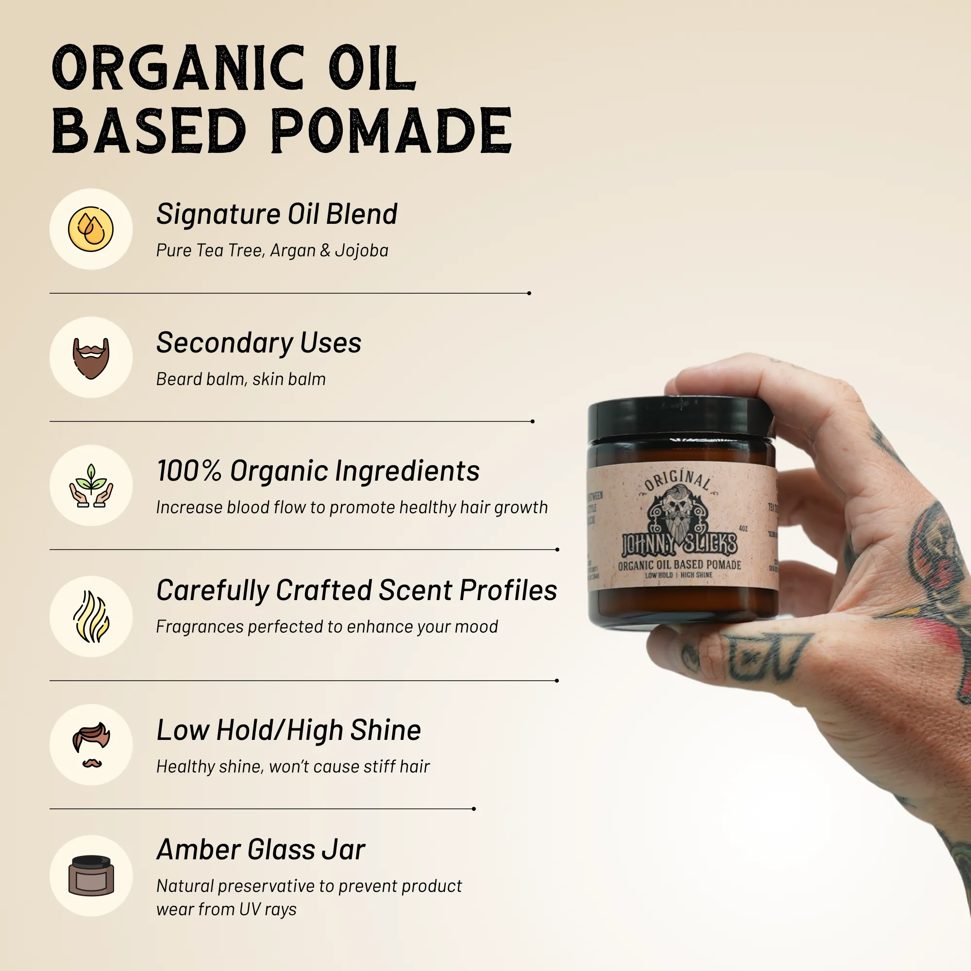 Organic Oil Based Pomade by Johnny Slicks
