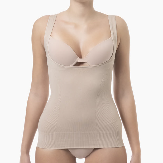 Open bust shapewear tank top with flat tummy effect - DestGlow