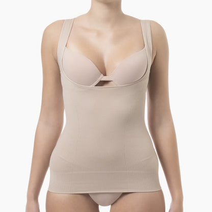 Open bust shapewear tank top with flat tummy effect - DestGlow